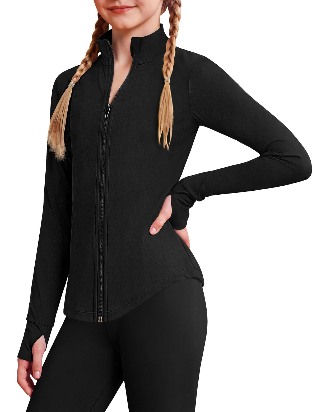 Arshiner Girls Zip Up Athletic Jacket Kids Lightweight Horse Riding Shirts