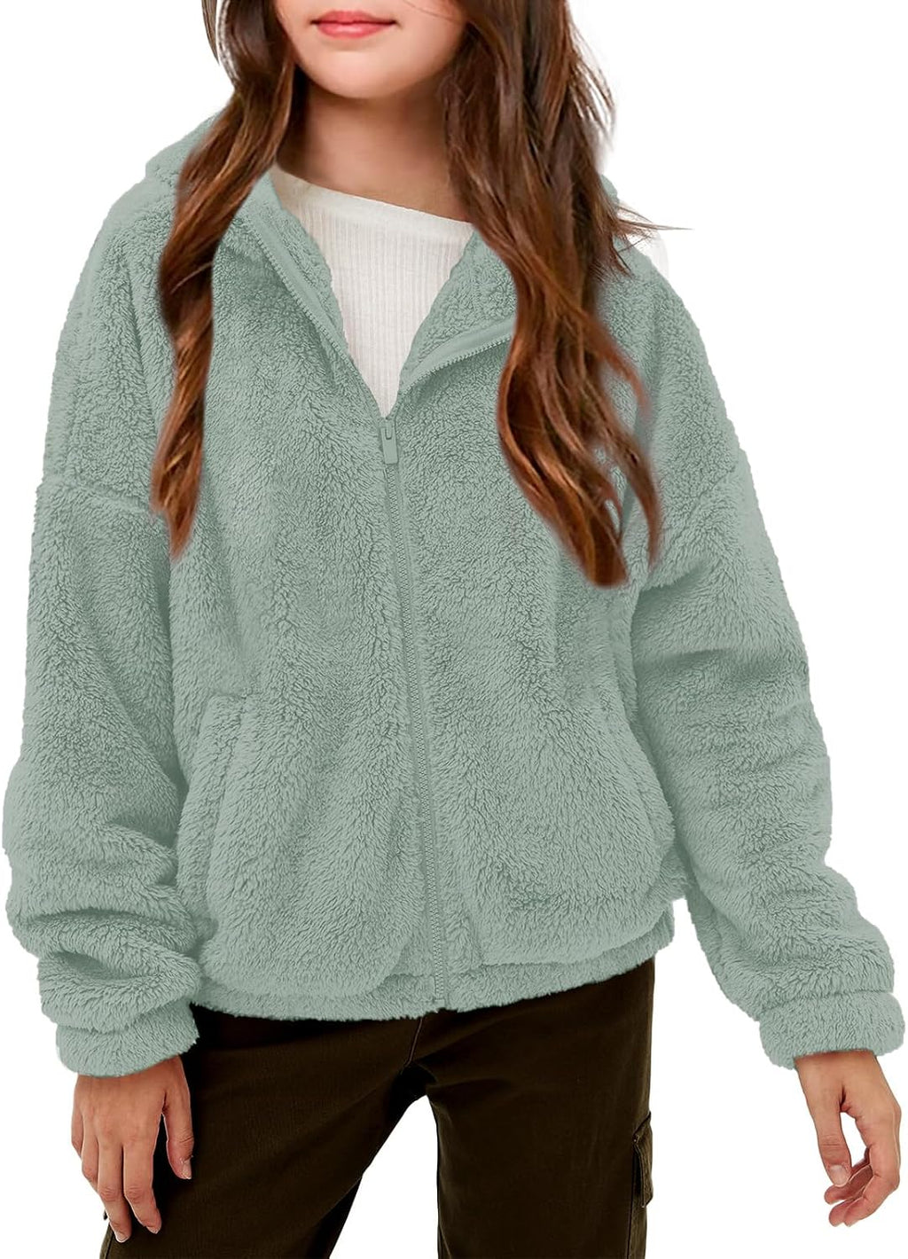 Haloumoning Girls Fleece Zip up Hoodie Jacket with Pockets