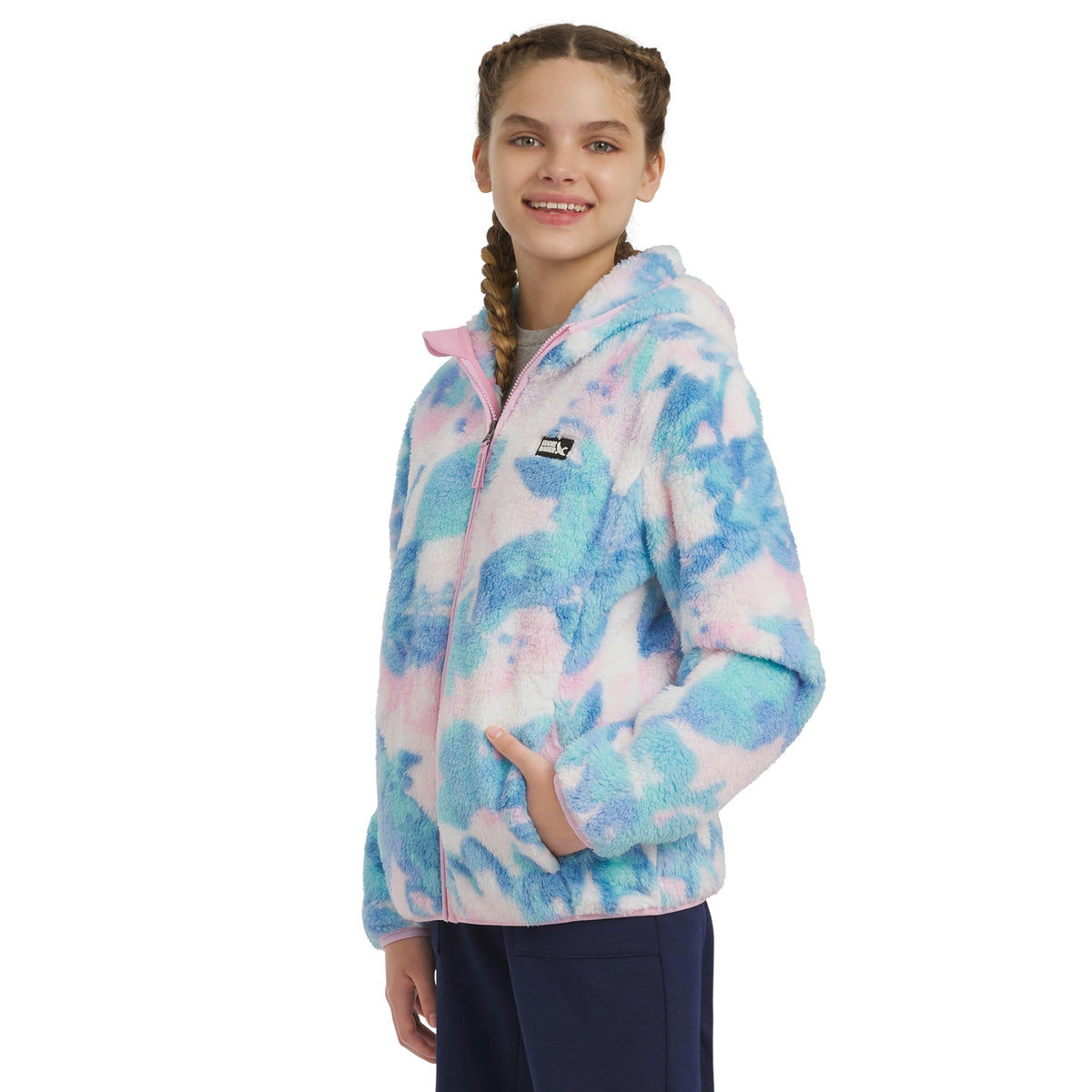 Eddie Bauer Girls' Quest Plush High Pile Faux Sherpa Hooded Jacket