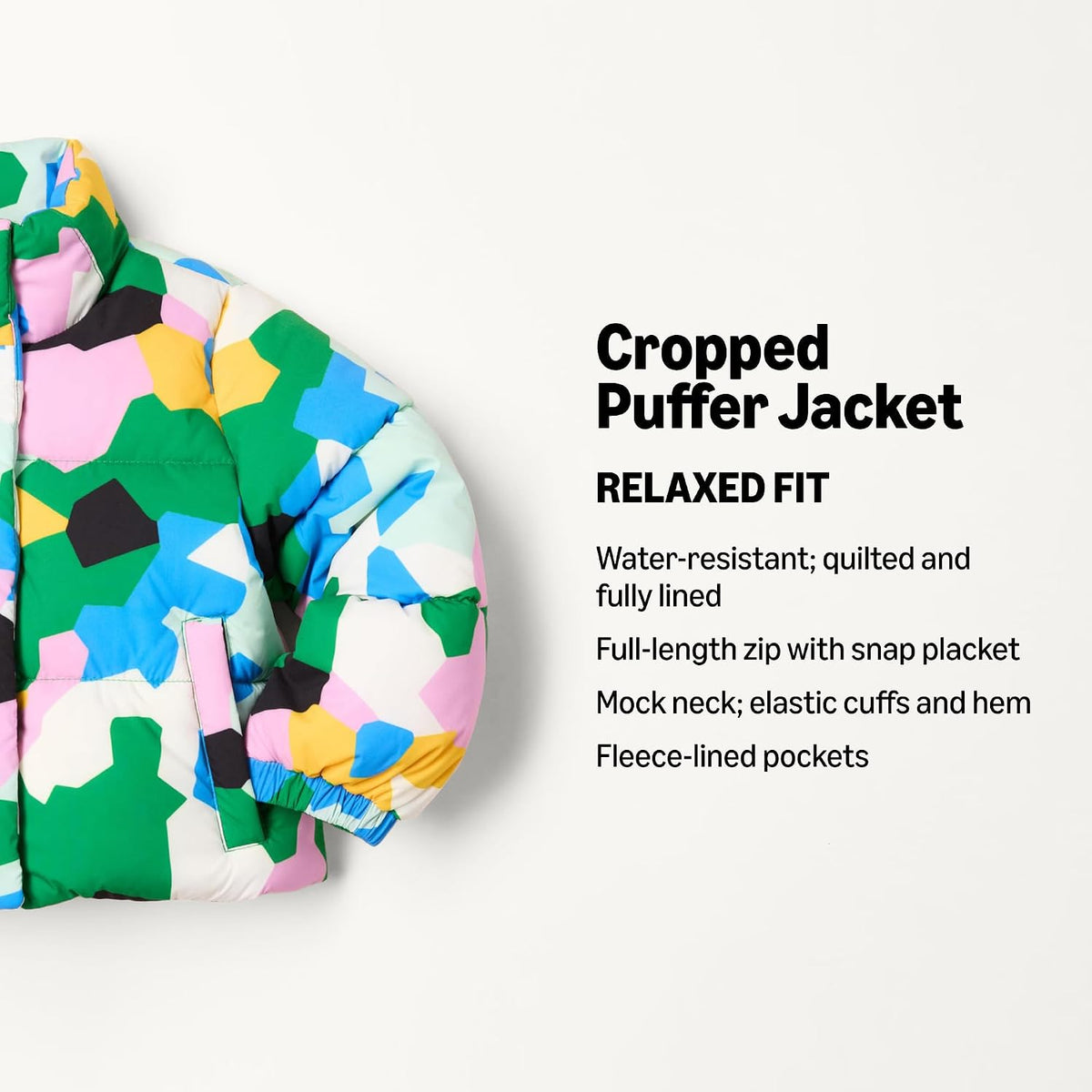 Amazon Essentials Girls and Toddlers' Cropped Full-Zip Fully Lined Puffer Jacket (Quilted Matte or Sherpa Fleece)