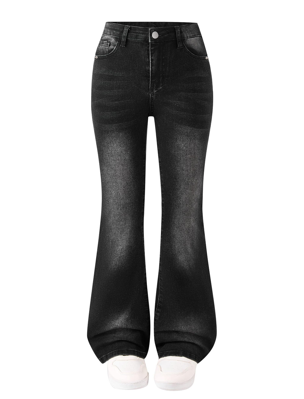 Girls Jeans Flare High Elastic Waist Denim Pants Bell Bottom Stretch Cute Y2K Streetwear with Pockets 7-14Y