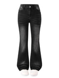 Girls Jeans Flare High Elastic Waist Denim Pants Bell Bottom Stretch Cute Y2K Streetwear with Pockets 7-14Y
