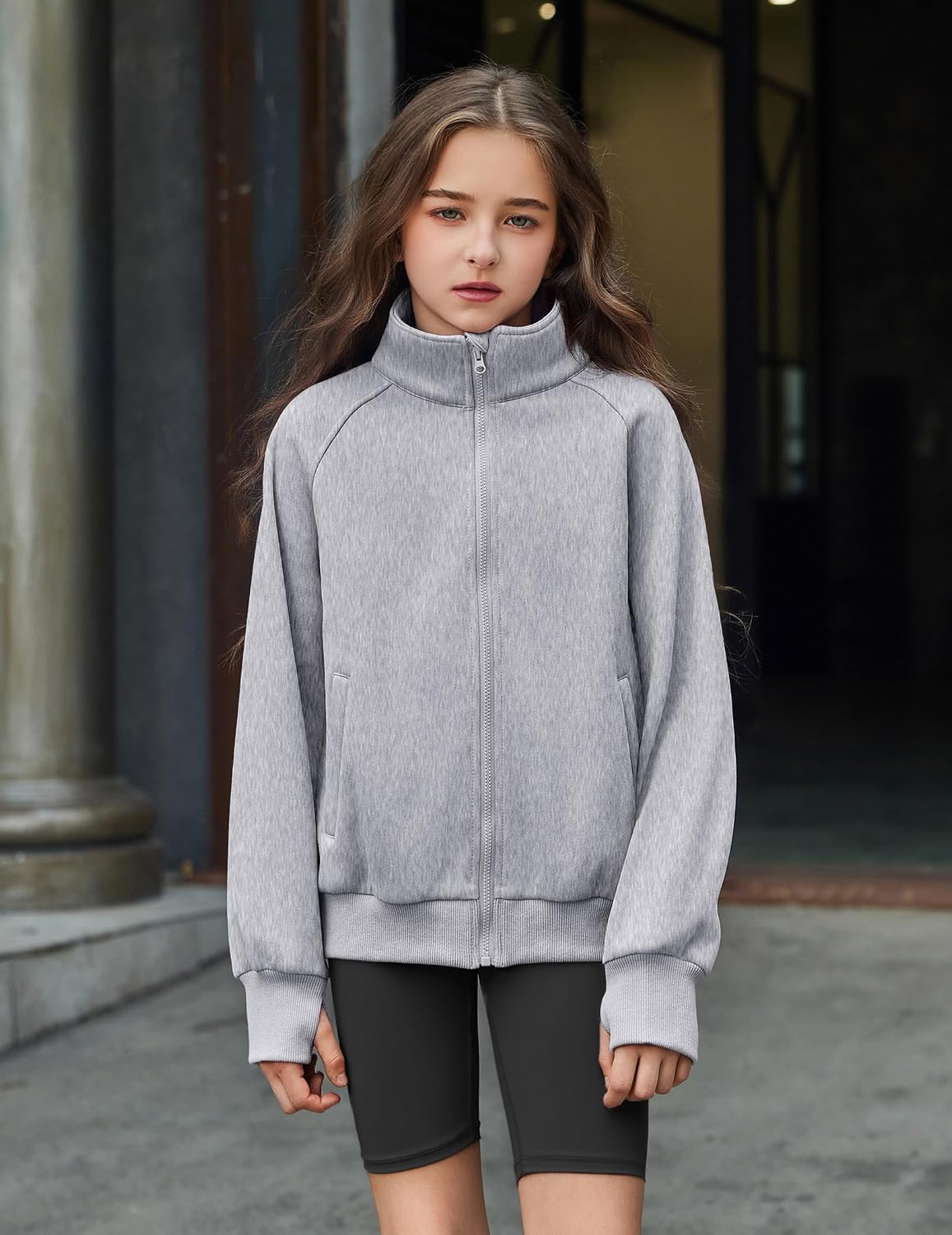 Arshiner Girls Zip Up Sweatshirt Full-zip Fleece Track Jackets Kids Fall Fashion Outfits Winter Clothes with Pockets