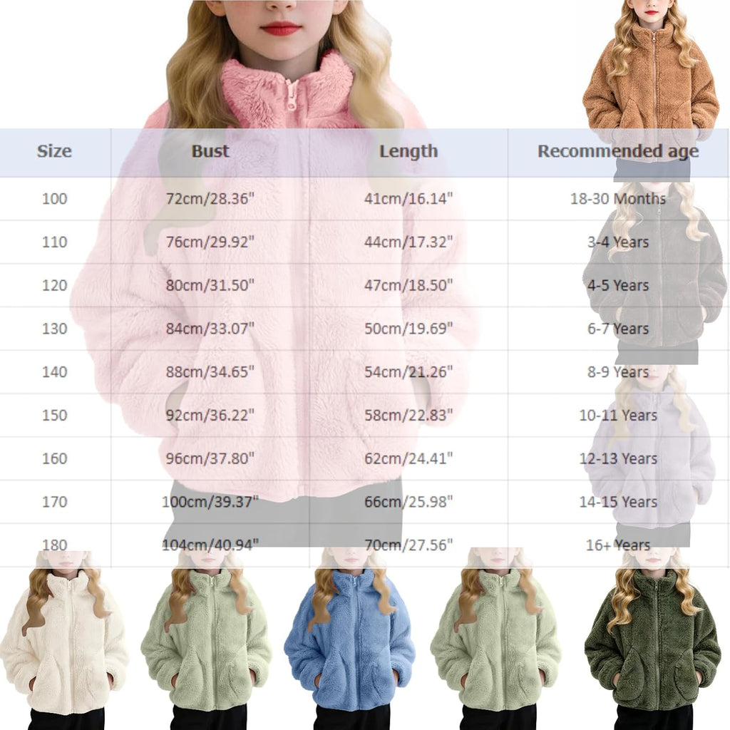 Girls Fleece Jacket 2026 Fall Fashion Cute Zip Up Sherpa Jackets for Girls