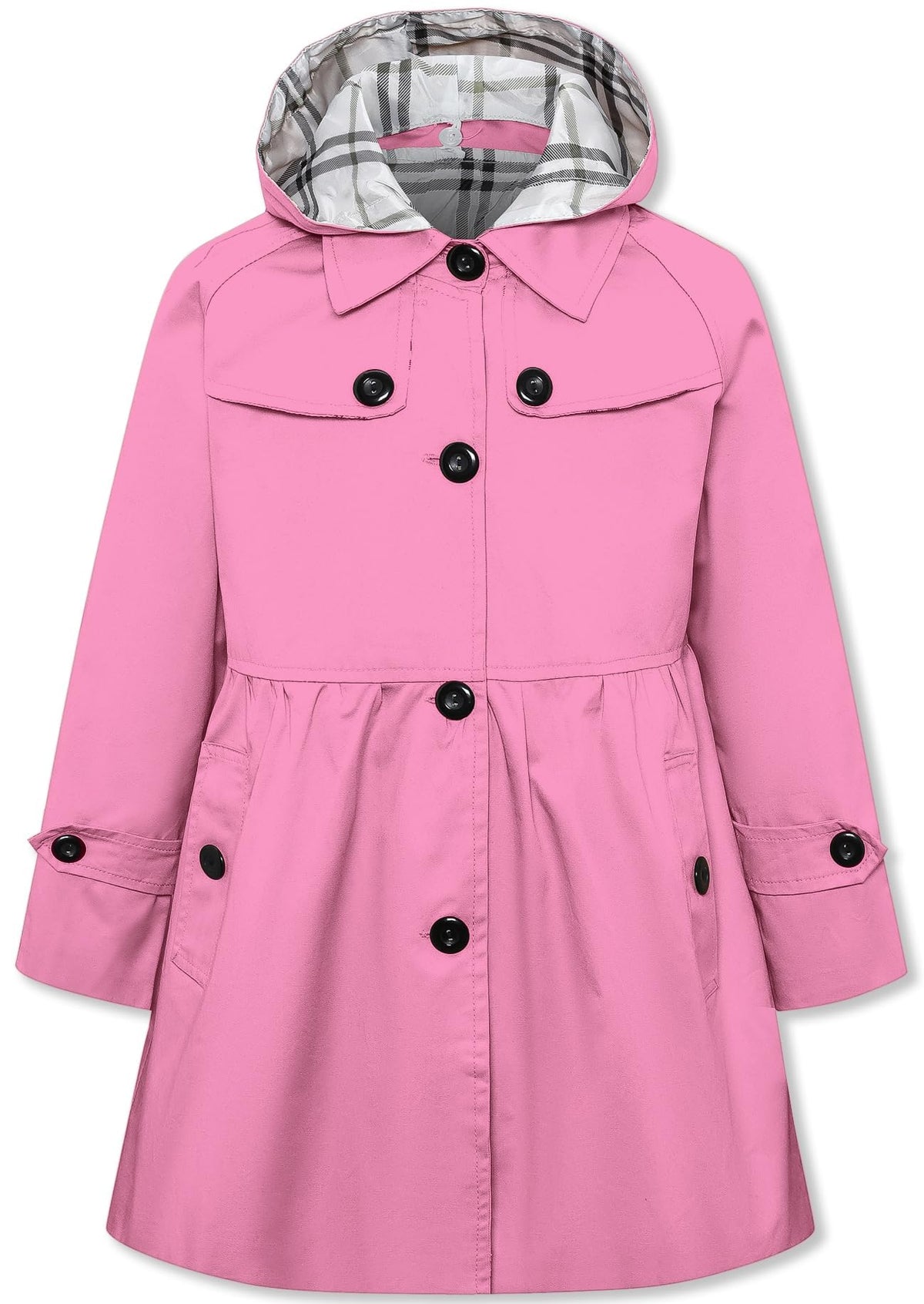 Betusline Girl's Single Breasted Trench Coat Hooded Dress Coat Outerwear