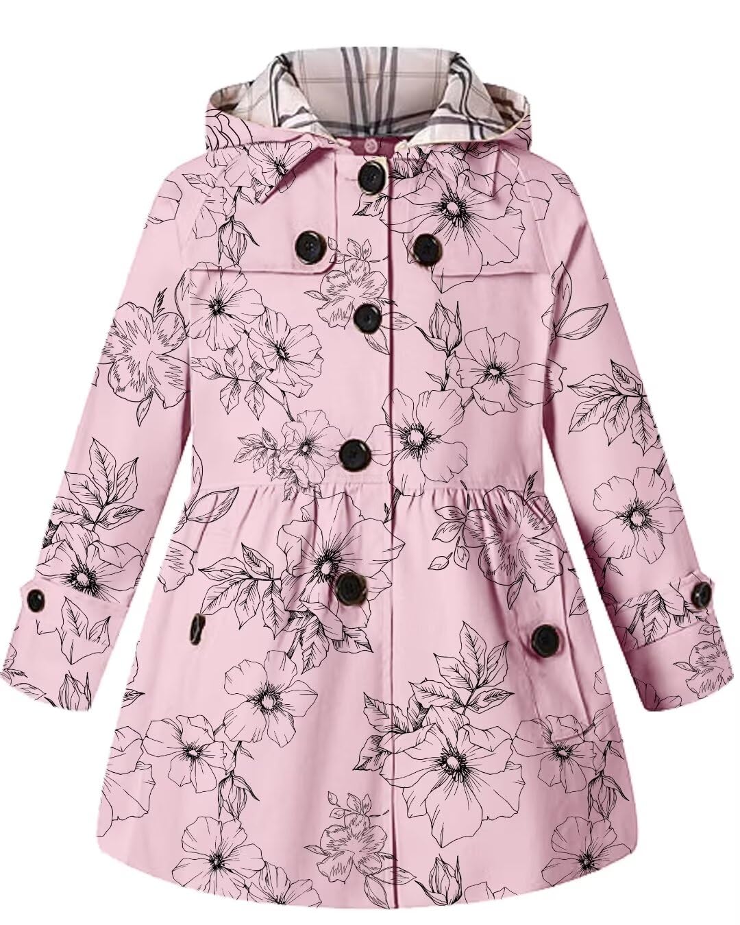 Girl's Hooded Single Breasted Trench Coat Outerwear