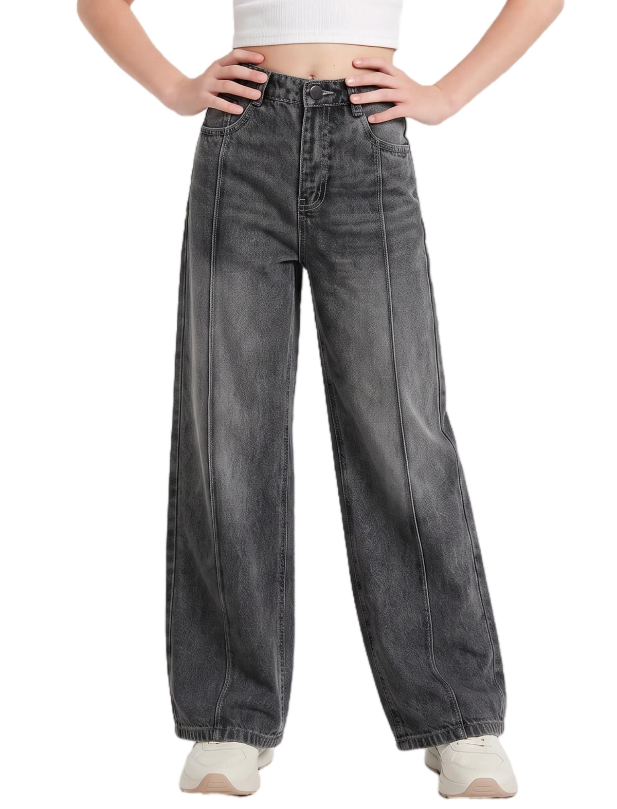 EXARUS Girls Jeans Baggy Wide Leg Cute Teen Tween Long Denim Pants Clothes