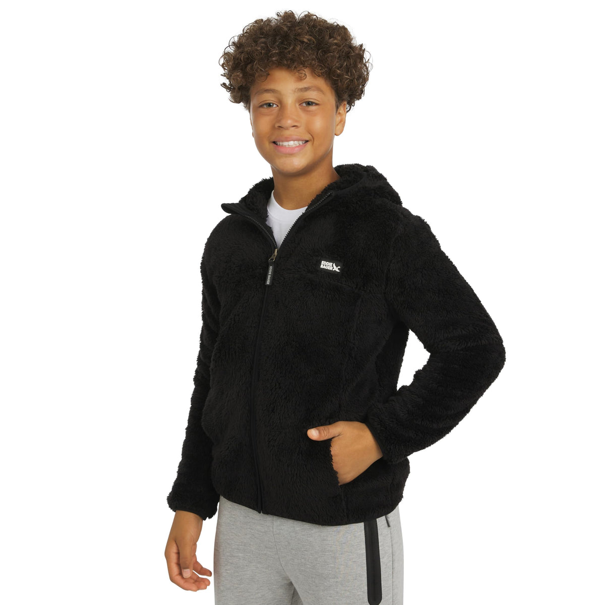 Eddie Bauer Girls' Quest Plush High Pile Faux Sherpa Hooded Jacket