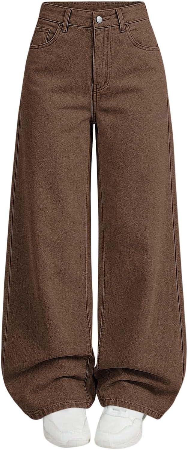 Girl's Baggy Jeans Wide Leg High Waisted Denim Pants 5-14 Years
