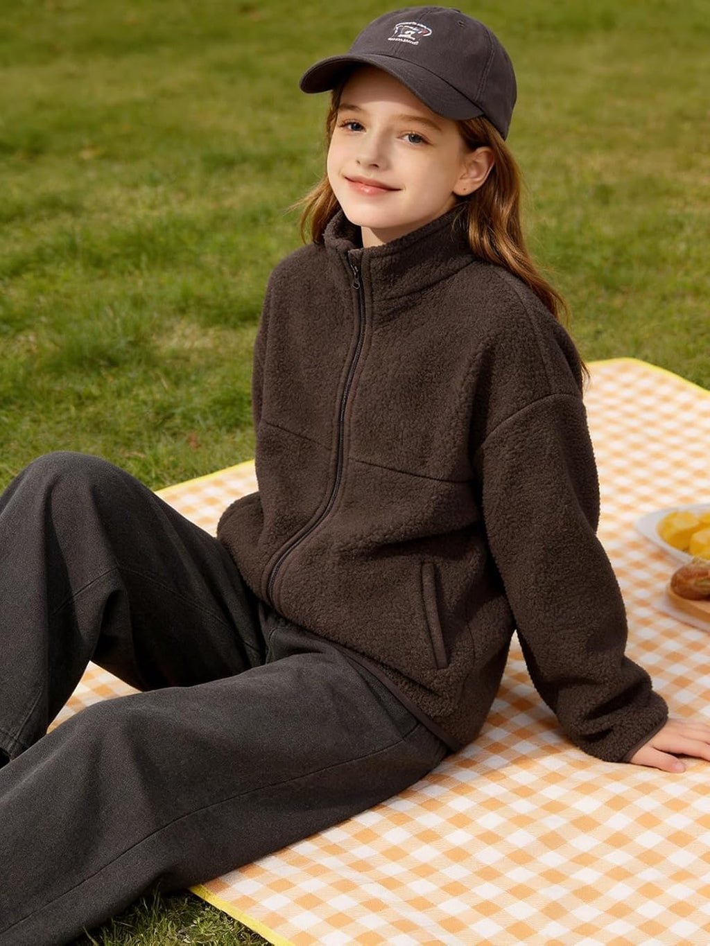 7-14Y Girls Winter Fleece Zipper Jacket with Pockets