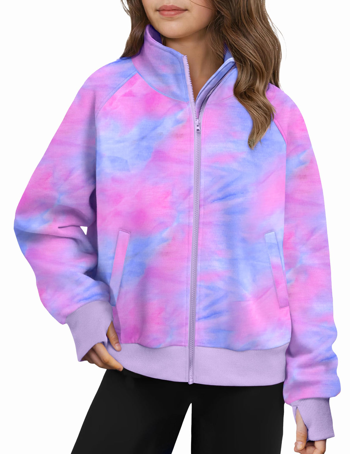 Arshiner Girls Zip Up Sweatshirt Full-zip Fleece Track Jackets Kids Fall Fashion Outfits Winter Clothes with Pockets