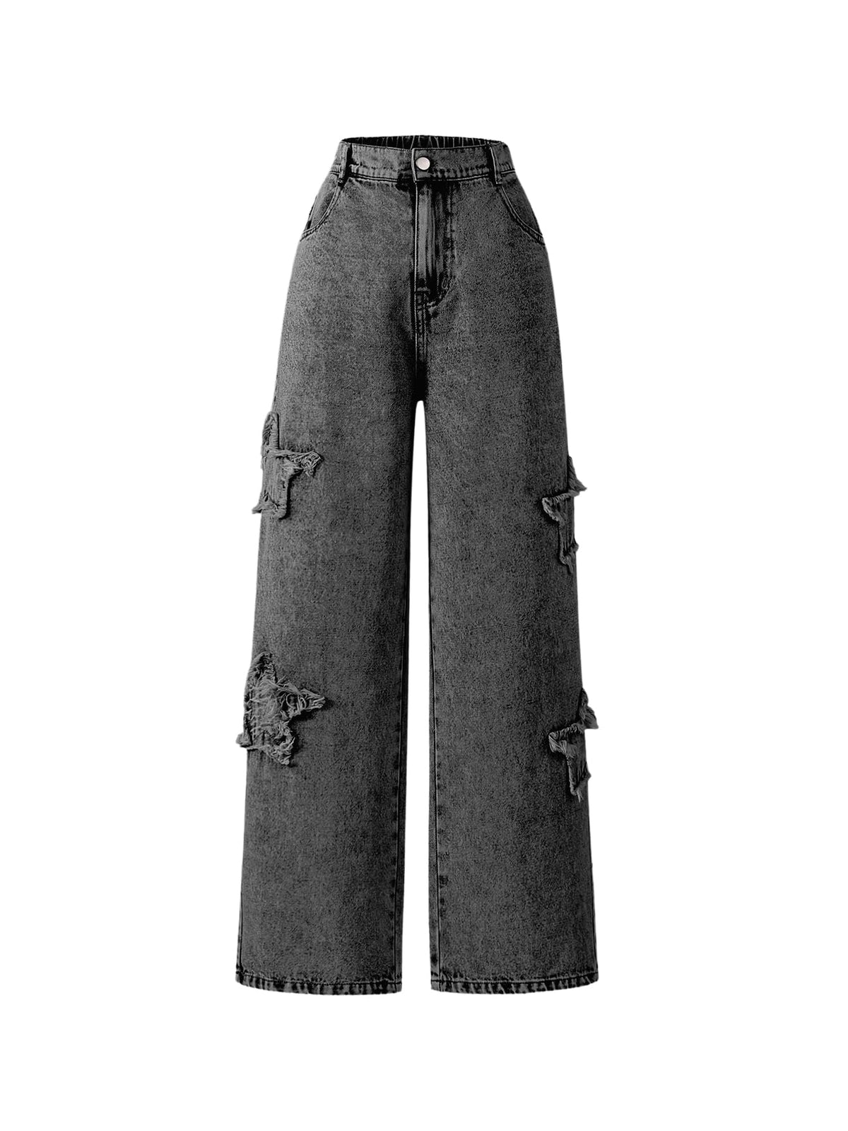 WDIRARA Girl's Bowknot Jean Elastic Waist Denim Pants Straight Leg Trousers
