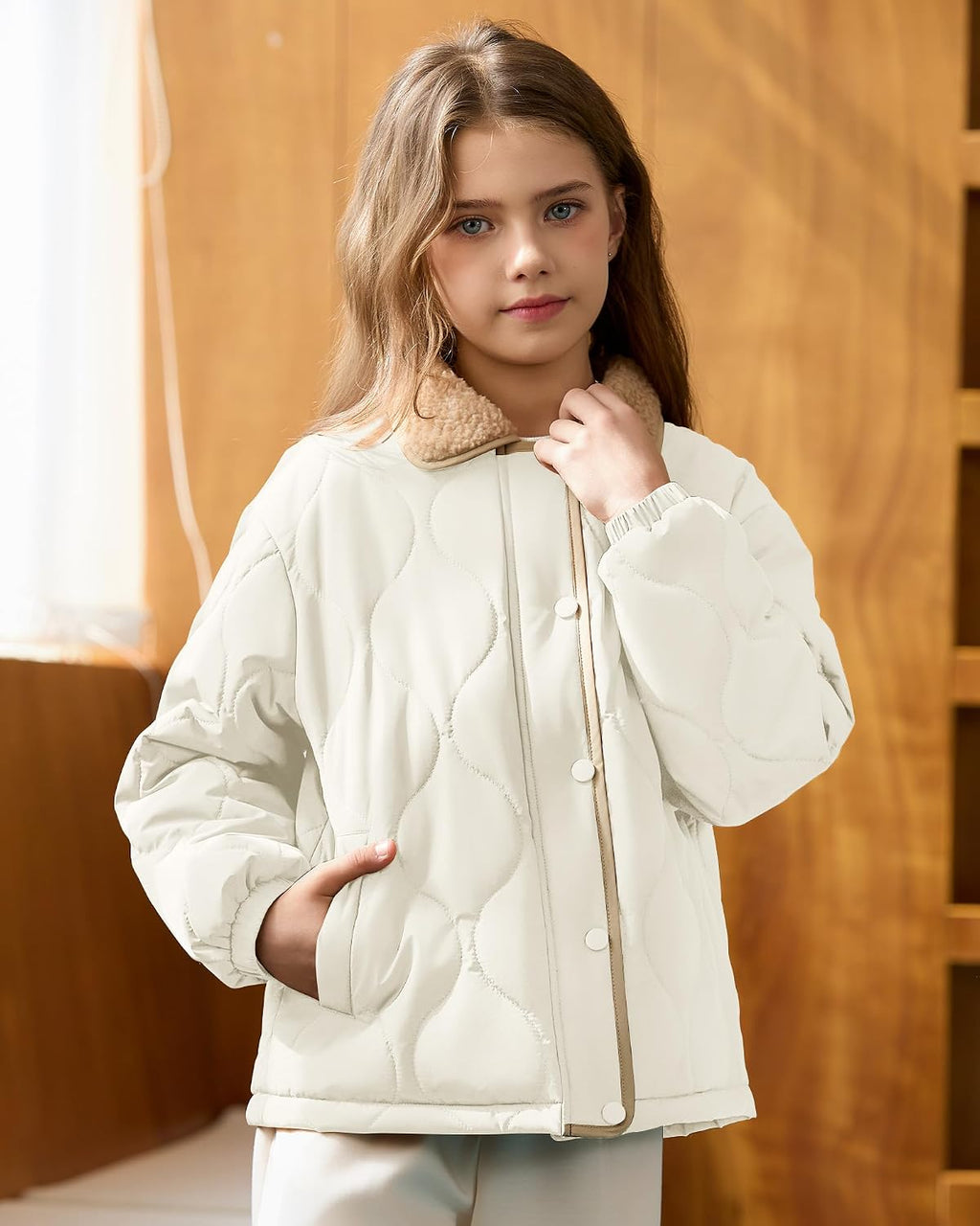 Girls Quilted Jacket Puffer Winter Coat Lightweight Outwear 3-14Y