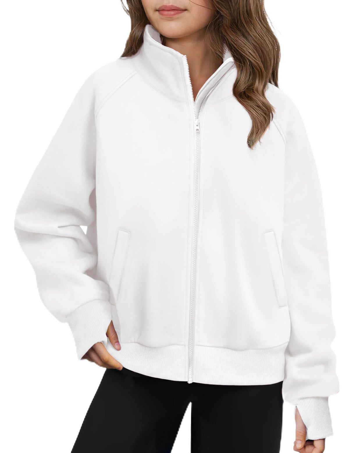 Arshiner Girls Zip Up Sweatshirt Full-zip Fleece Track Jackets Kids Fall Fashion Outfits Winter Clothes with Pockets
