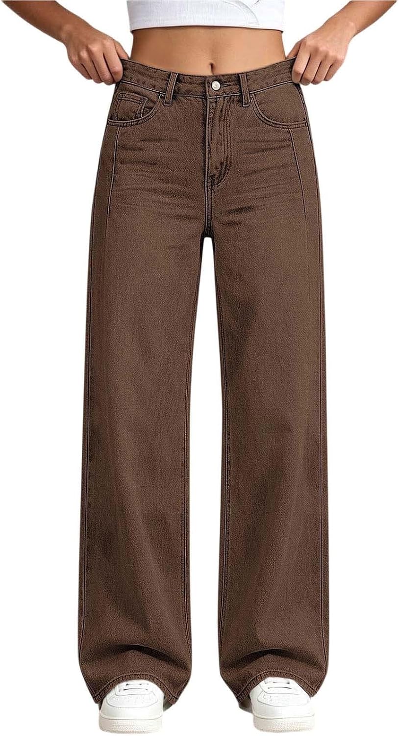 Girl's Baggy Jeans Wide Leg High Waisted Denim Pants 5-14 Years