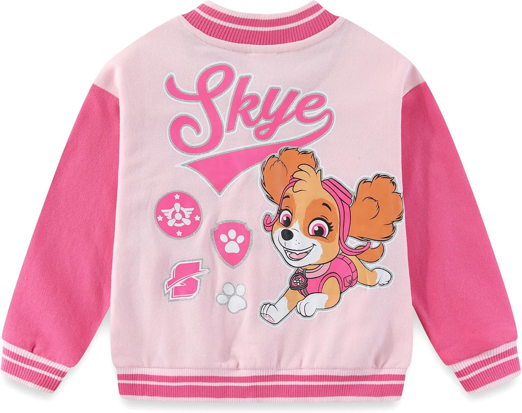 Paw Patrol Skye Girls Letterman Varsity Bomber Jacket for Toddler Big Kids