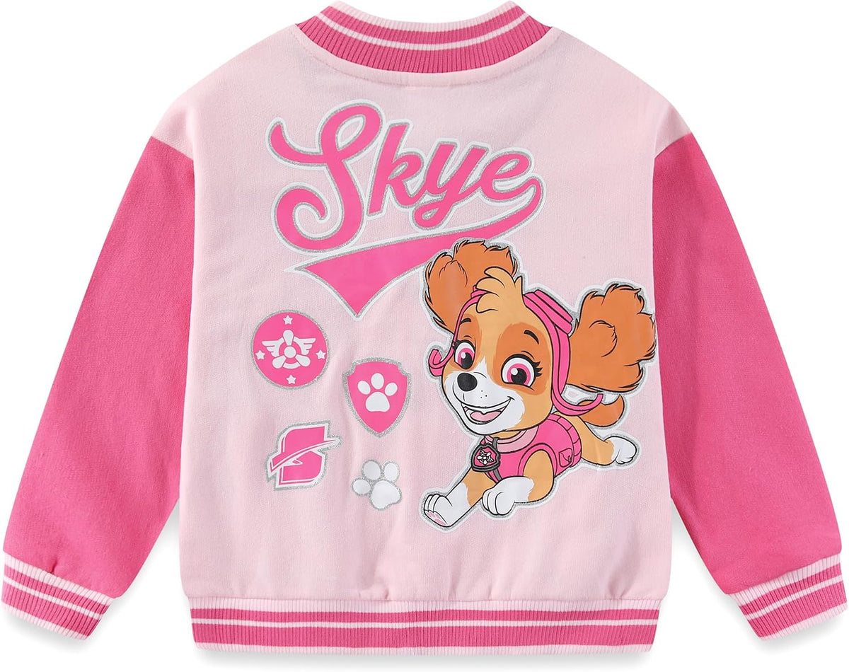 Paw Patrol Skye Girls Letterman Varsity Bomber Jacket for Toddler Big Kids