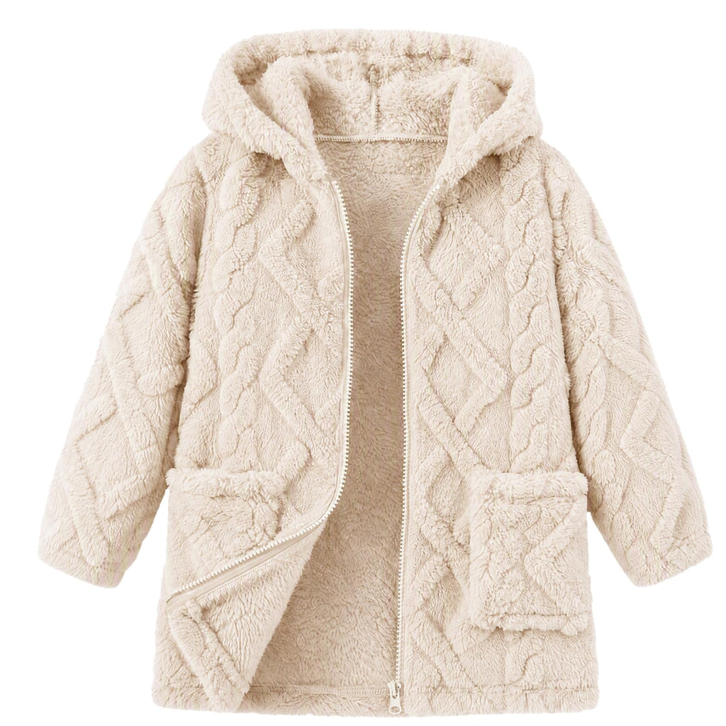 Toddler Girls Fleece Jacket Hooded Coats Winter Outwear 2-6 Years