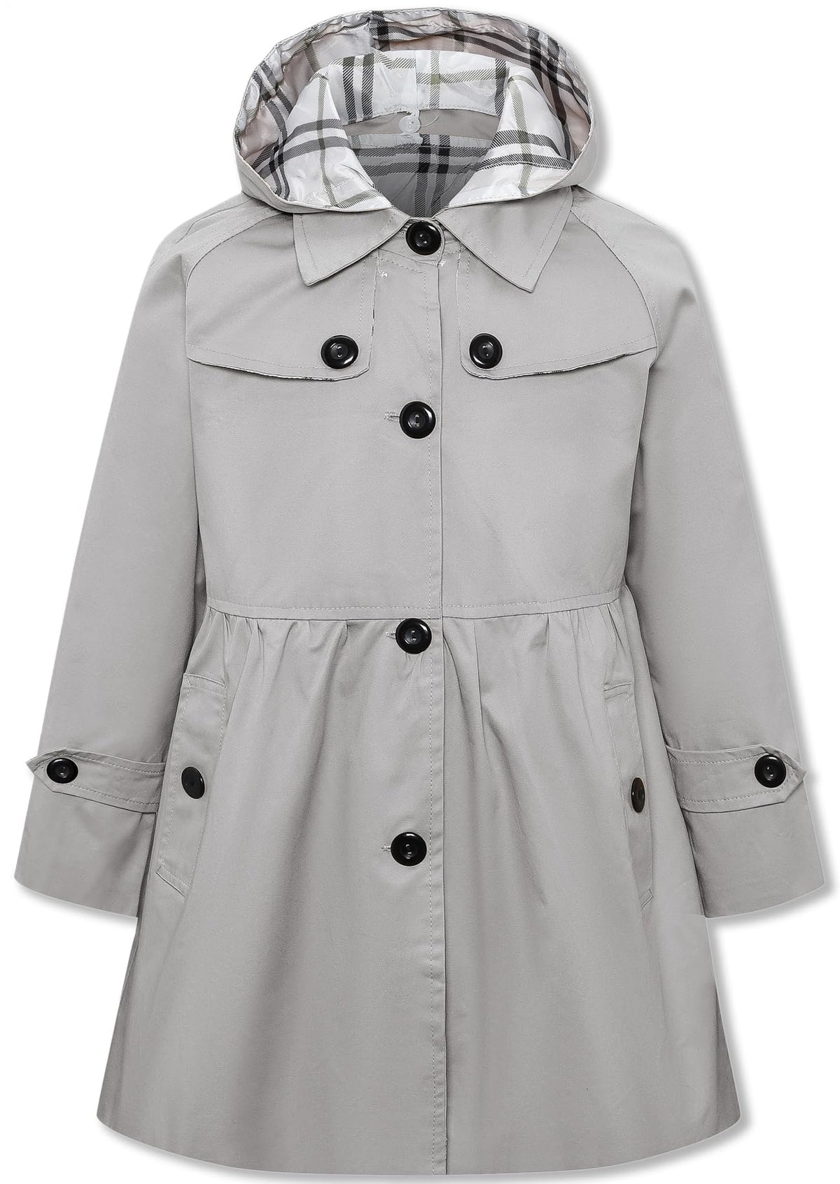Betusline Girl's Single Breasted Trench Coat Hooded Dress Coat Outerwear