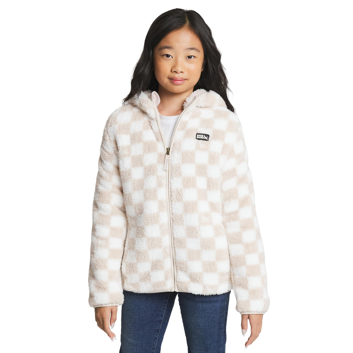 Eddie Bauer Girls' Quest Plush High Pile Faux Sherpa Hooded Jacket