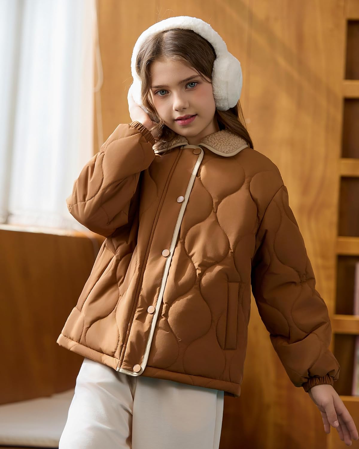 Girls Quilted Jacket Puffer Winter Coat Lightweight Outwear 3-14Y
