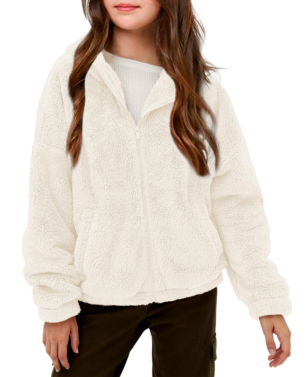 Haloumoning Girls Fleece Zip up Hoodie Jacket with Pockets