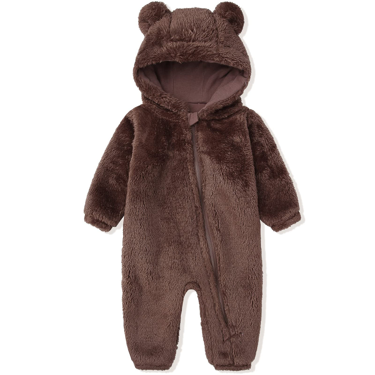 Babymine Newborn Baby Bear Fleece Hooded Romper Fall Warm Outfit Clothes