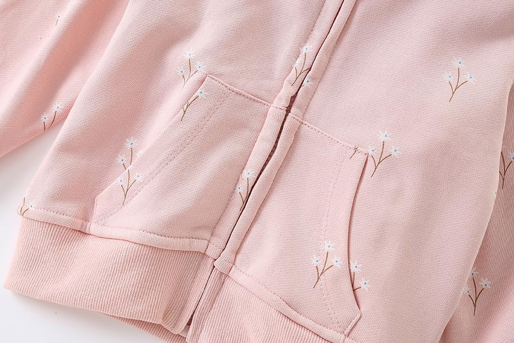 Jackets for Girls Zip Up Hoodie for Toddler Girl Kids Sweatshirt Clothes Cotton Lightweight Outerwear Top Fall Age 1-7 Years