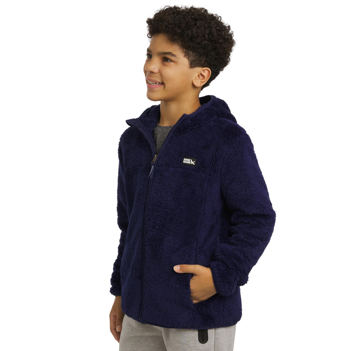 Eddie Bauer Girls' Quest Plush High Pile Faux Sherpa Hooded Jacket