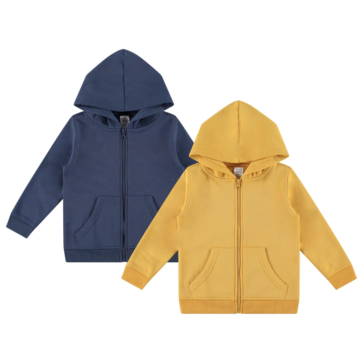 Cudlie 2-Pack Toddler Zip-Up Hoodies for Boys and Girls – Colorful Cotton Blend Sweatshirts with Pockets – Sizes 12M to 4T