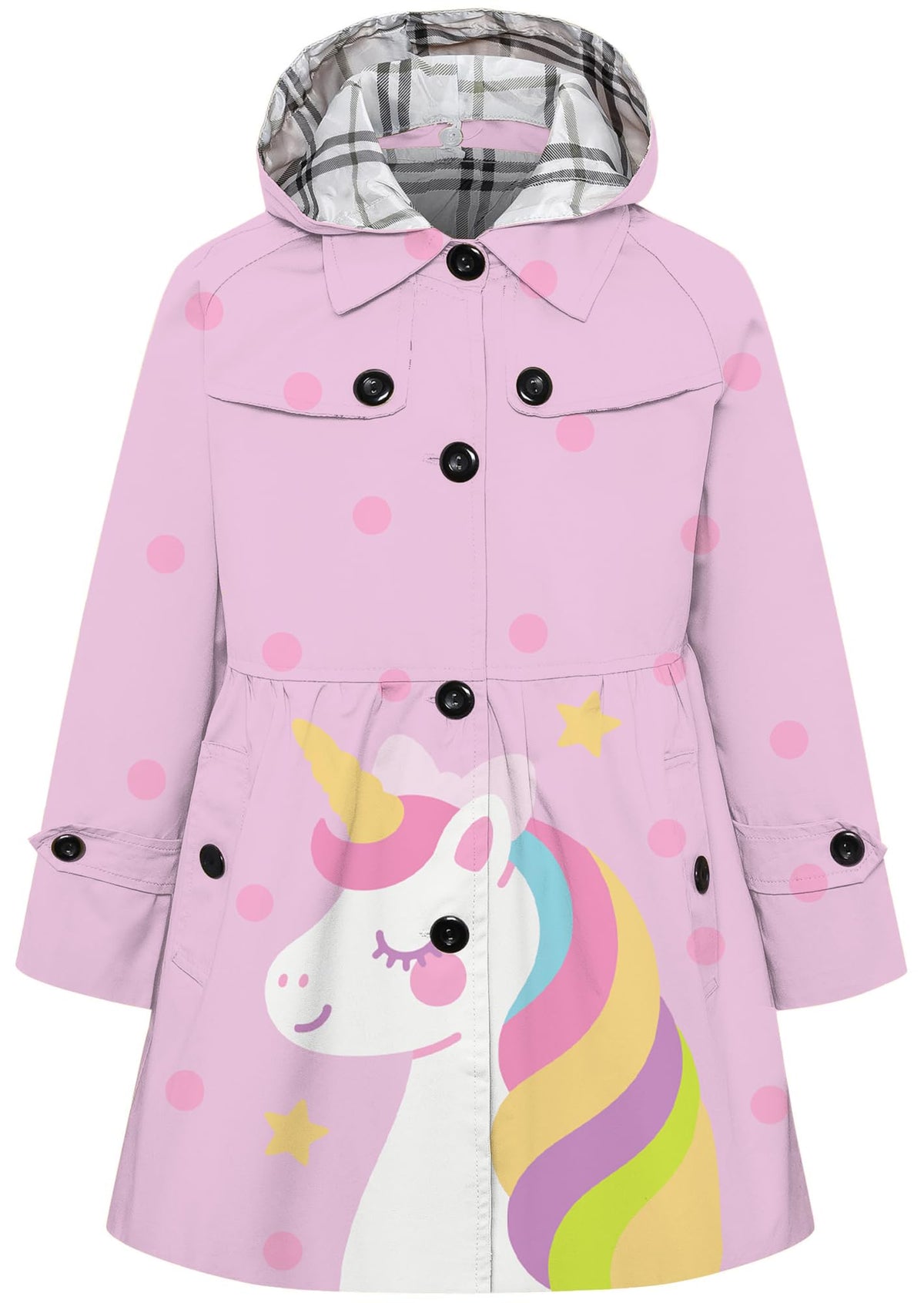 Betusline Girl's Single Breasted Trench Coat Hooded Dress Coat Outerwear