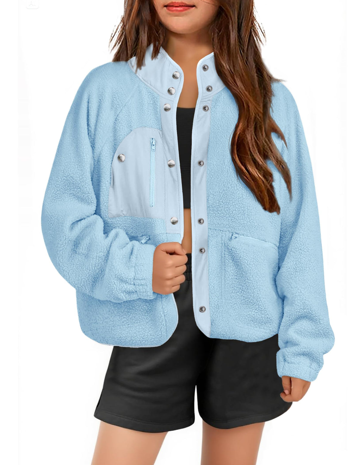 Arshiner Girls Sherpa Fleece Jacket Button Down Fall Winter Coat