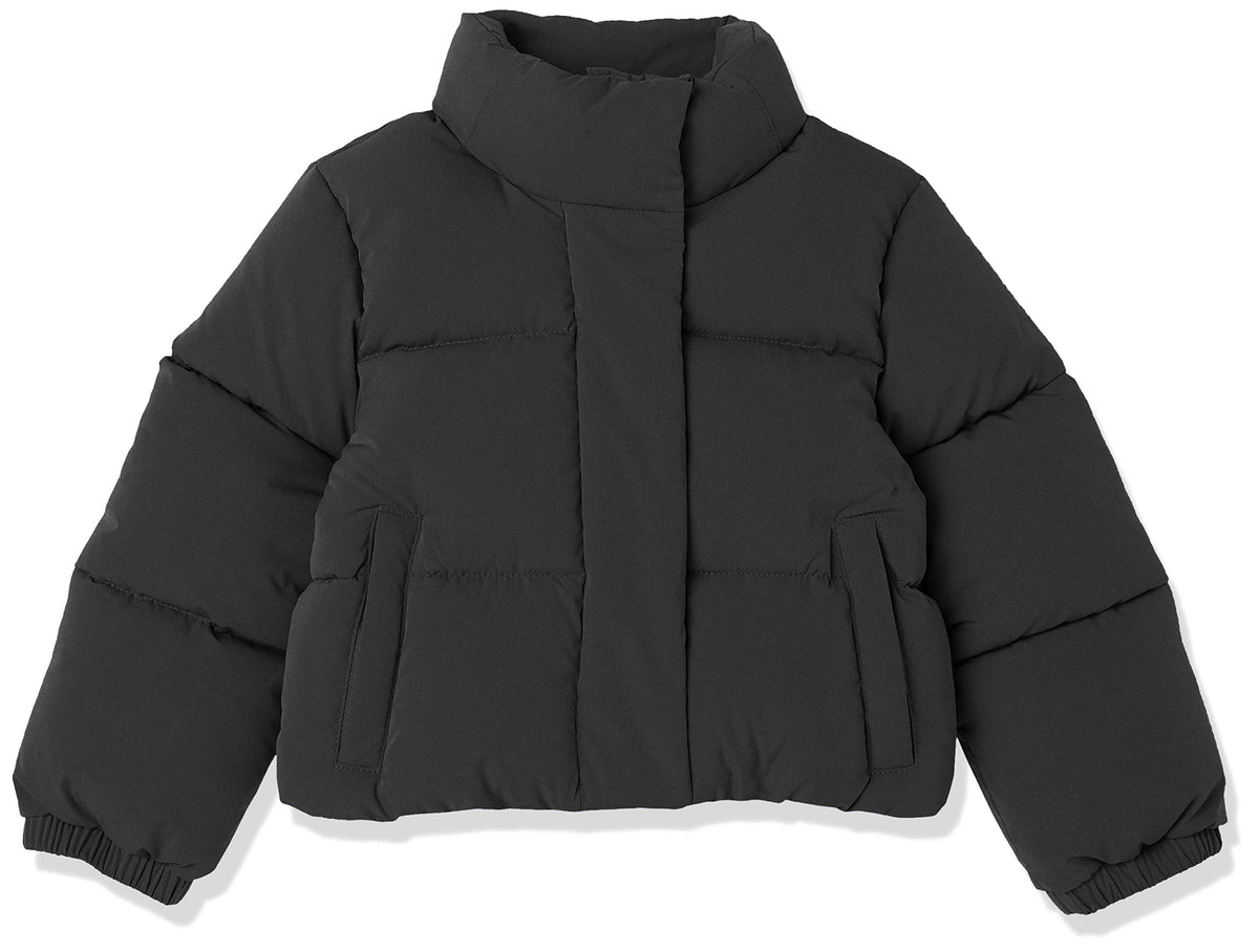 Amazon Essentials Girls and Toddlers' Cropped Full-Zip Fully Lined Puffer Jacket (Quilted Matte or Sherpa Fleece)