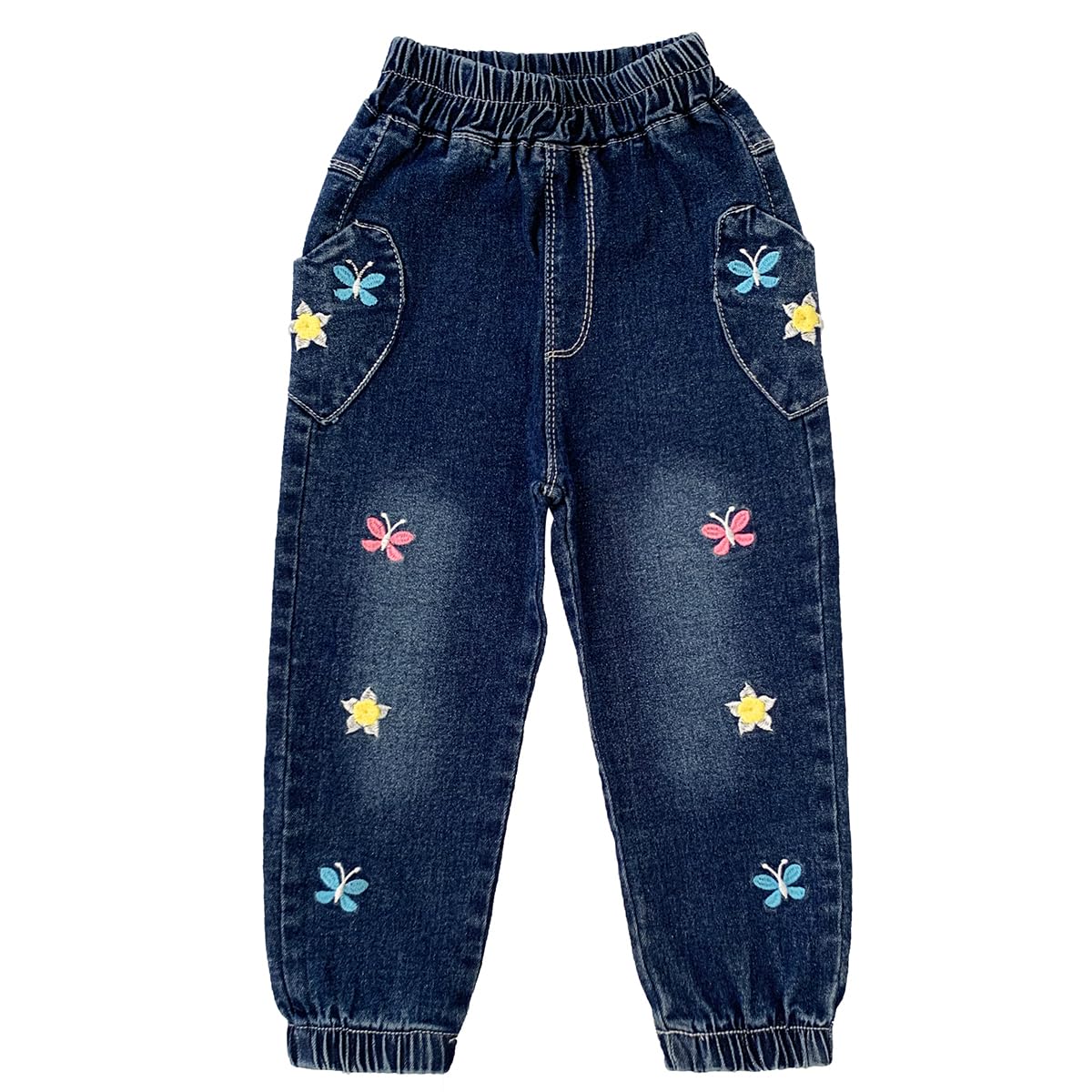 Peacolate 2-10Years Little Big Girls Spring Autumn Embroidered Jeans Trousers Pants for Kid