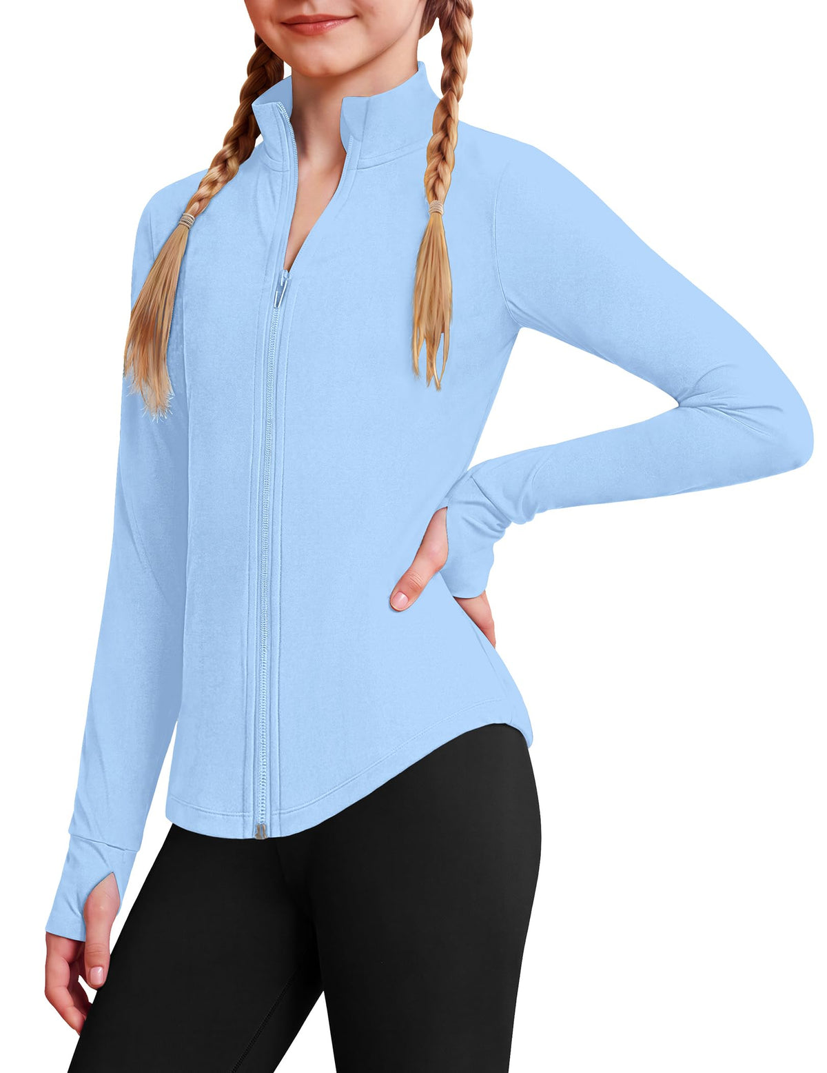 Arshiner Girls Zip Up Athletic Jacket Kids Lightweight Horse Riding Shirts