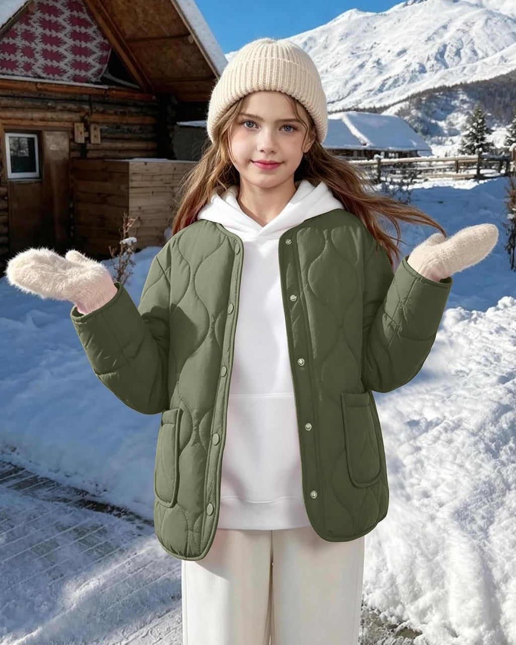Girls Lightweight Quilted Jackets Kids Winter Coat Outwear 5-14Y