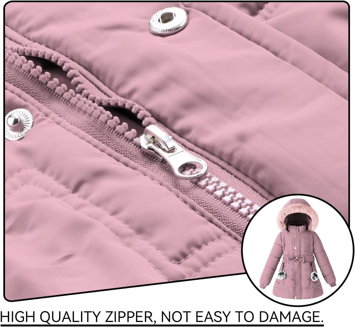 Girls Winter Dress Coat Faux Fur Hood Puffer Jacket Parka Outerwear