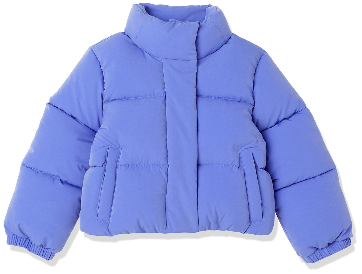 Amazon Essentials Girls and Toddlers' Cropped Full-Zip Fully Lined Puffer Jacket (Quilted Matte or Sherpa Fleece)