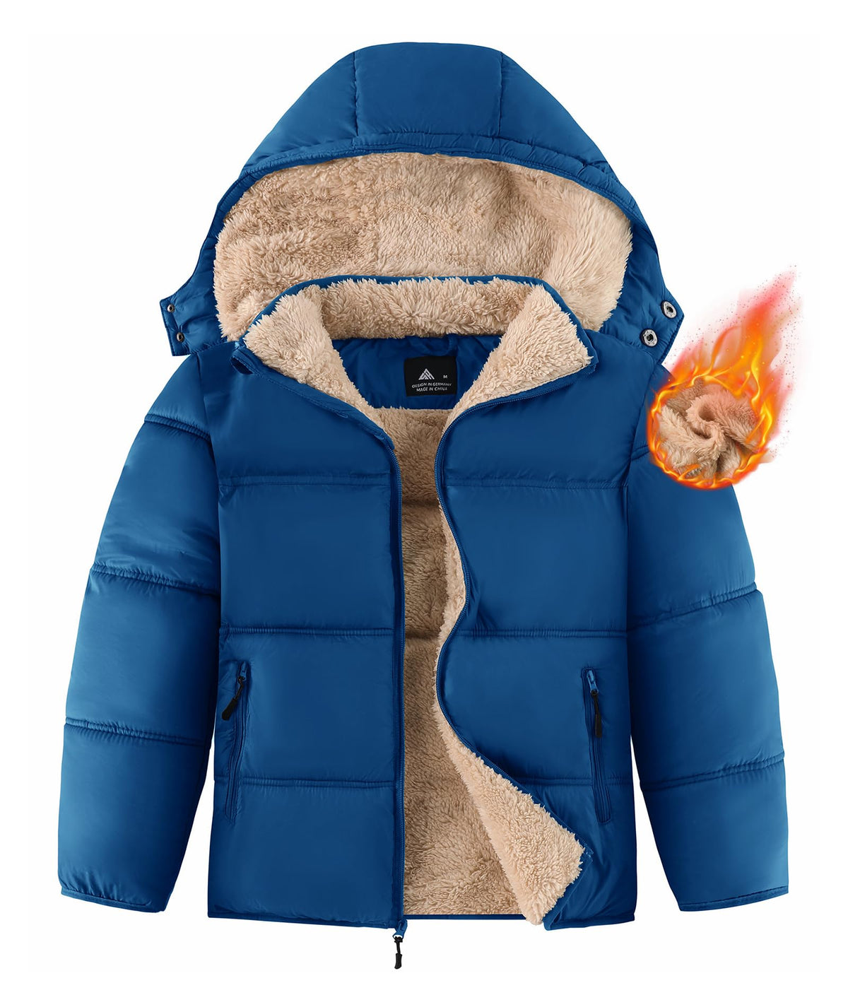Boy'S Girls Winter Coat Puffer Jacket Sherpa Fleece with Detachable Hood