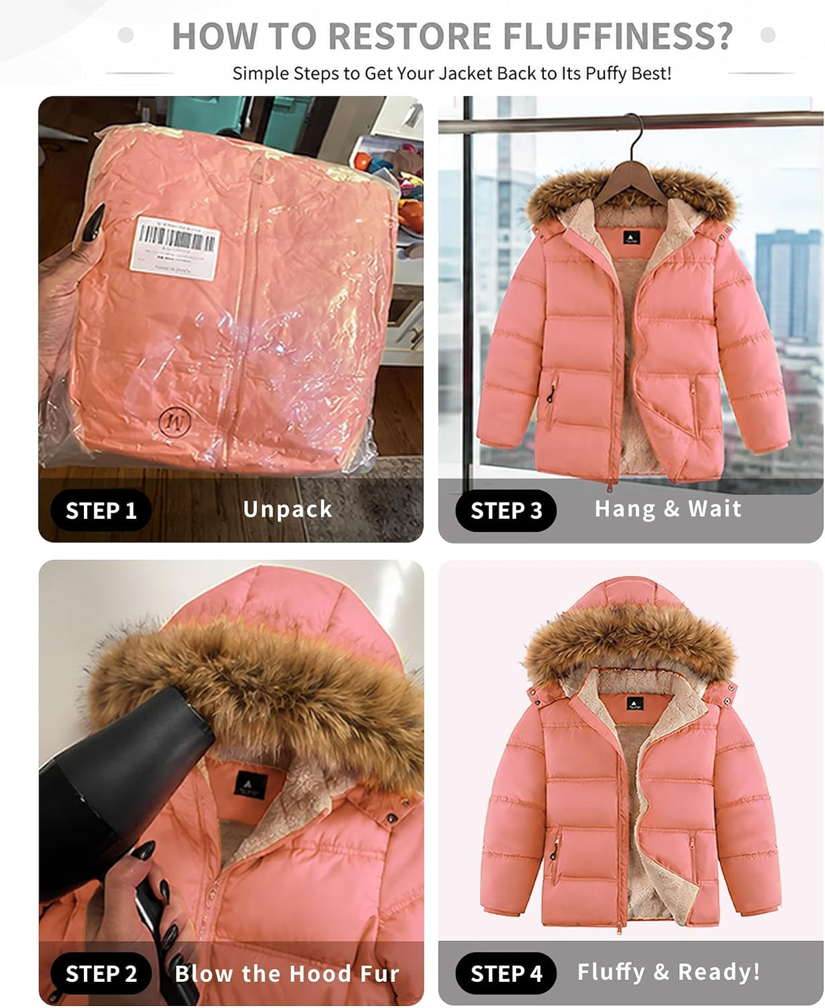 GEEK LIGHTING Boys Girls Winter Puffer Jacket Water Resistant Hooded Coat