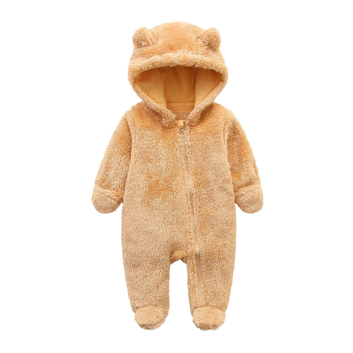 Babymine Newborn Baby Bear Fleece Hooded Romper Fall Warm Outfit Clothes