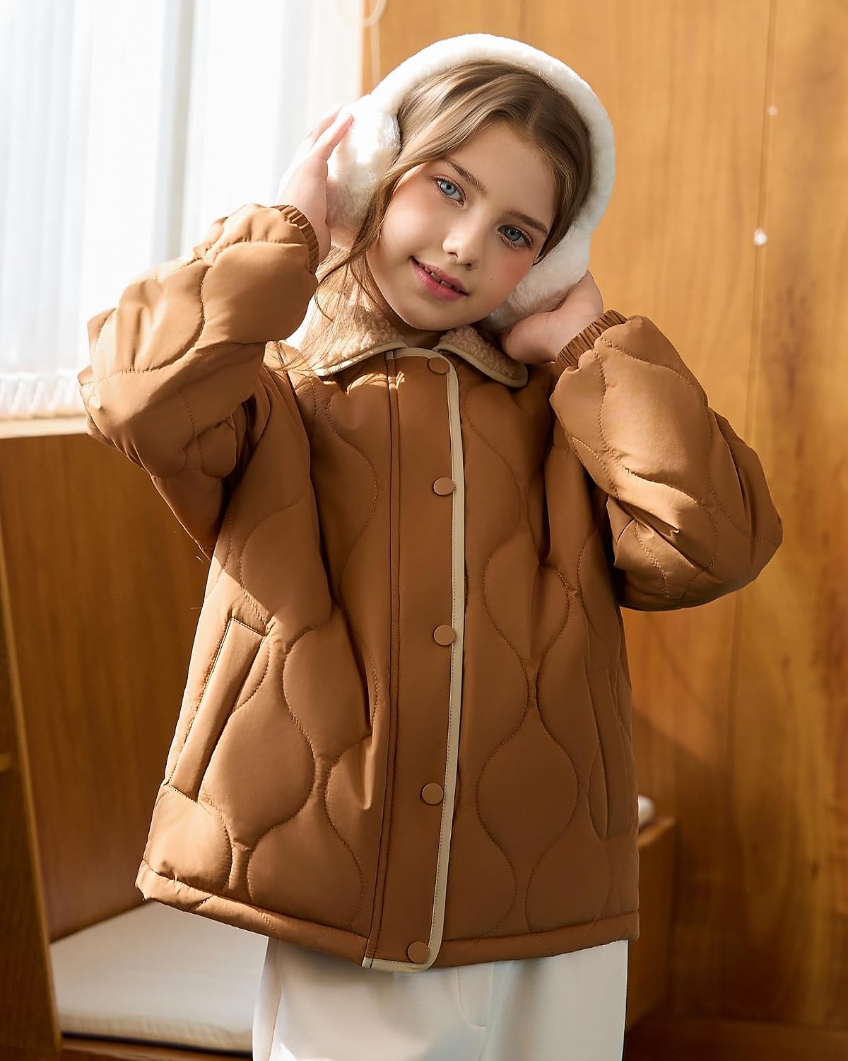 Girls Quilted Jacket Puffer Winter Coat Lightweight Outwear 3-14Y