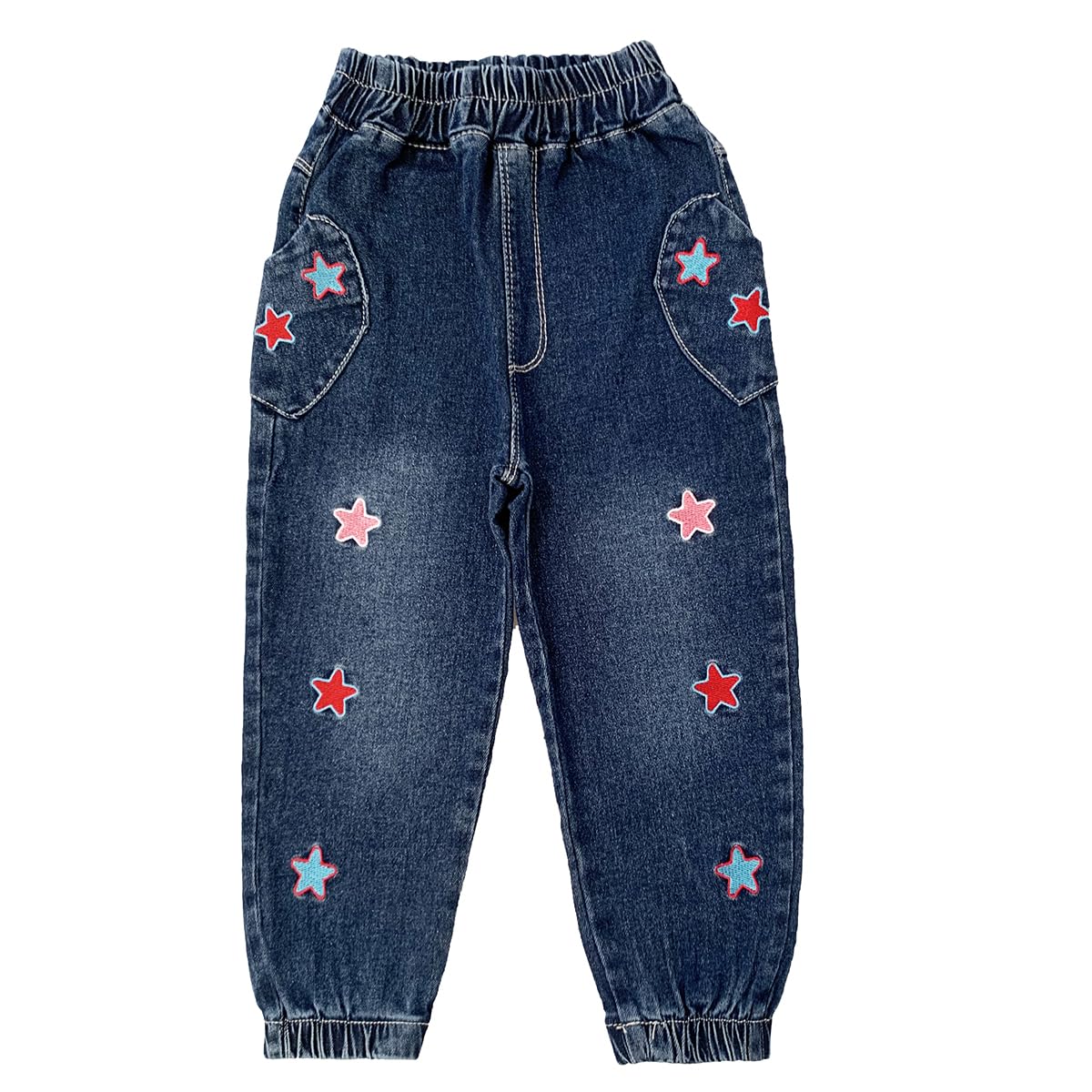 Peacolate 2-10Years Little Big Girls Spring Autumn Embroidered Jeans Trousers Pants for Kid