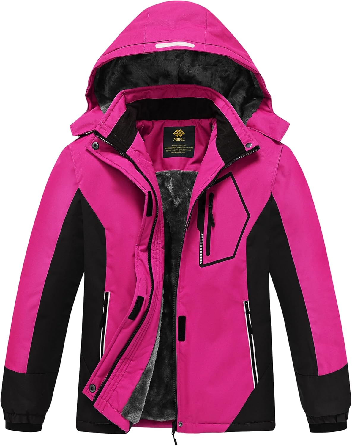 MoFiz Girl's Ski Jacket Winter Snow Coat Kids Fleece Warm Snowboard Jacket