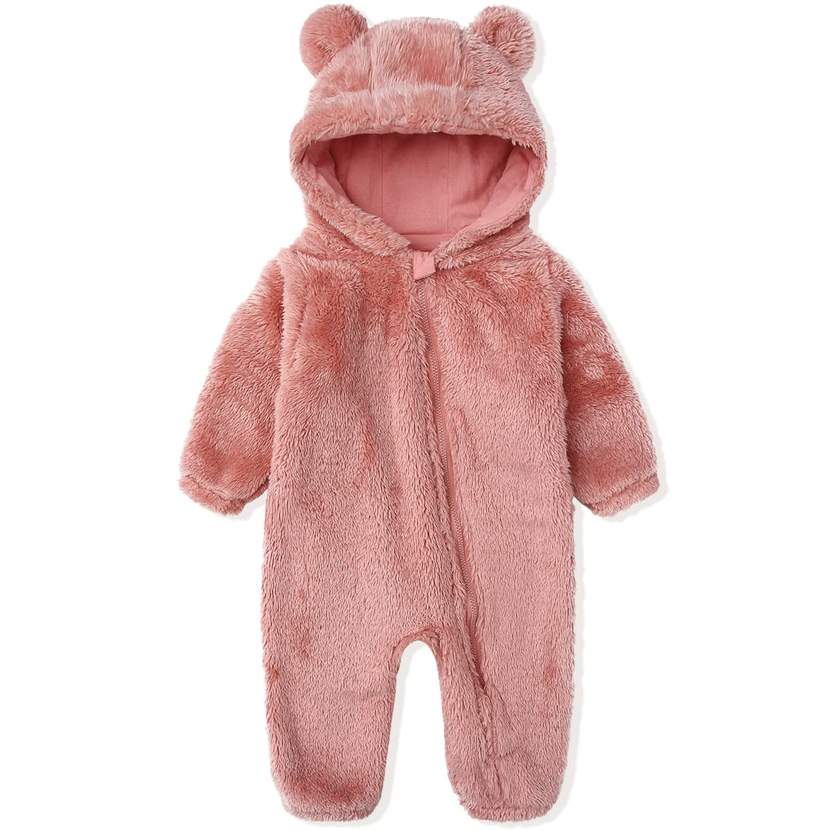Babymine Newborn Baby Bear Fleece Hooded Romper Fall Warm Outfit Clothes