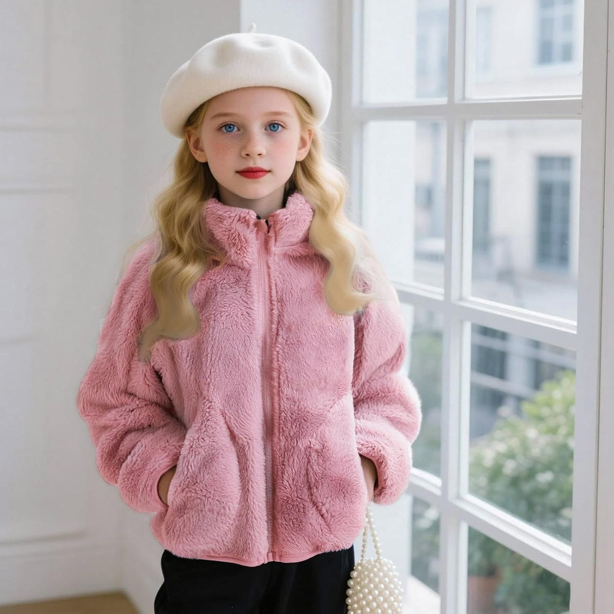 Girls Fleece Jacket Lightweight Fall Winter Zip Up Coats For Girl