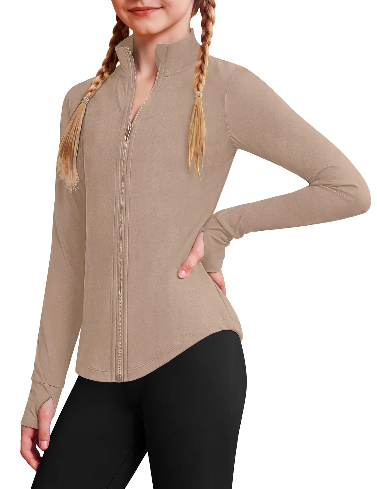 Arshiner Girls Zip Up Athletic Jacket Kids Lightweight Horse Riding Shirts