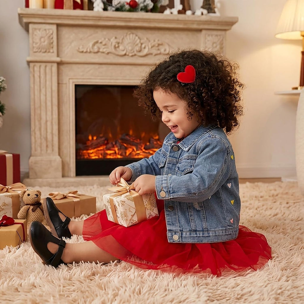 Toddler Girls Denim Jacket Little Kids Button Down Long Sleeve Jean Jacket