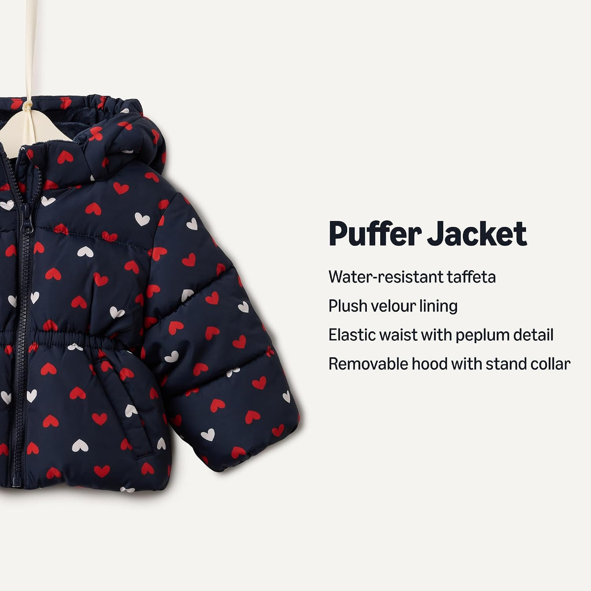 Amazon Essentials x Sofia Grainge Babies, Todders and Girls' Water-Repellent Hooded Puffer Jacket