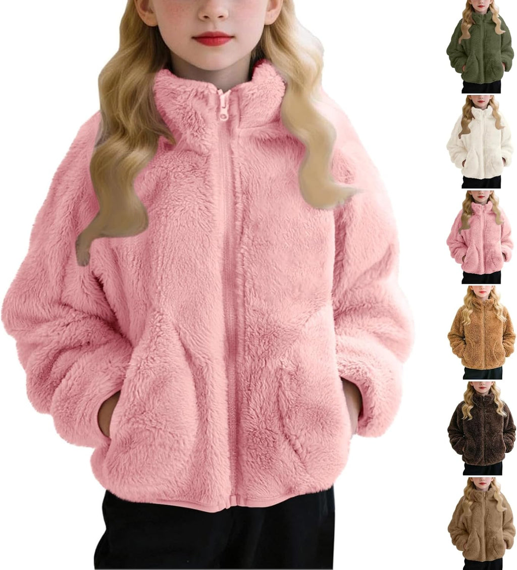 Girls Fleece Jacket Lightweight Fall Winter Zip Up Coats For Girl